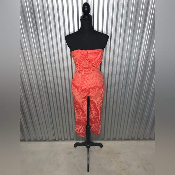 Women’s aijek salmon pinkish threaded silk linen blend tube top romper size 2 - Picture 1 of 4